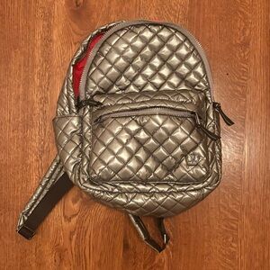 Oliver Thomas Metallic Silver Small Quilted Silver Backpack